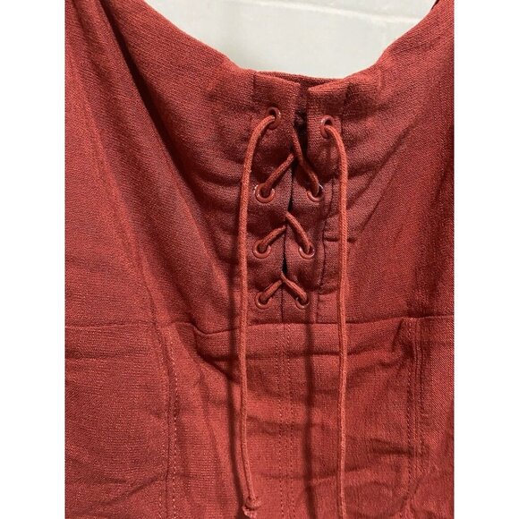 Free People She's Fancy Cropped Brami Tank Top MEDIUM‎ Redstone Sexy Casual Boho - Picture 7 of 10